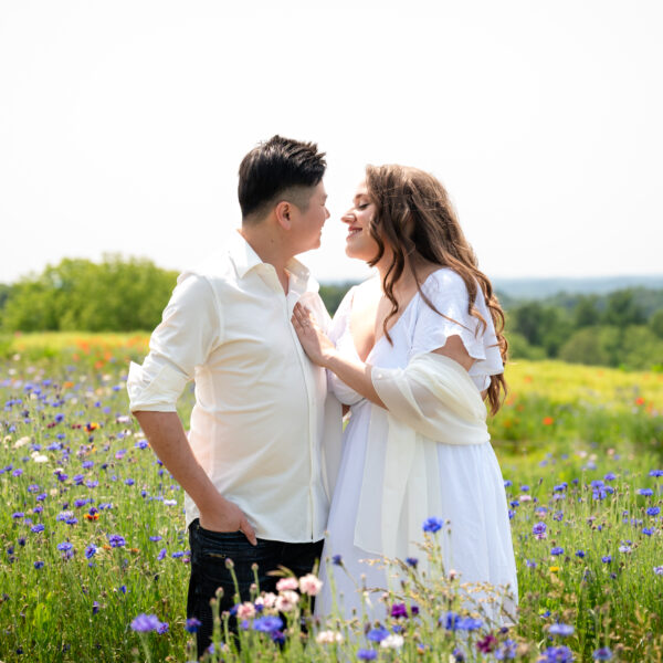 Engaged Among the Wildflowers | Wattana & Kendall in Ronks, PA