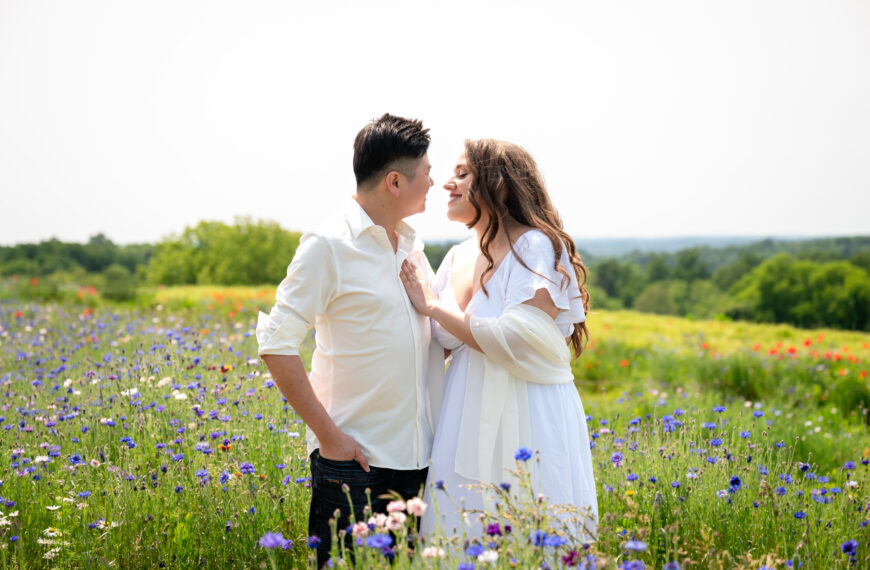 Engaged Among the Wildflowers | Wattana & Kendall in Ronks, PA